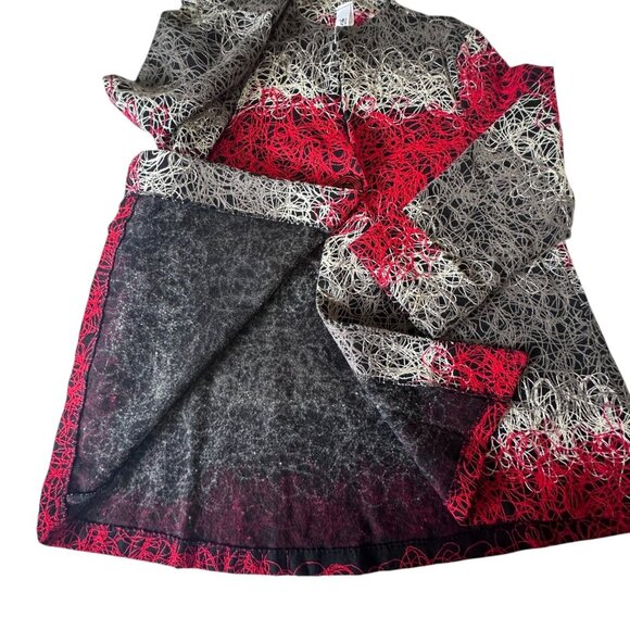 Vtg Red Black Gray Textured Artsy One-Button Blazer Jacket Size L Made in USA - Picture 6 of 10